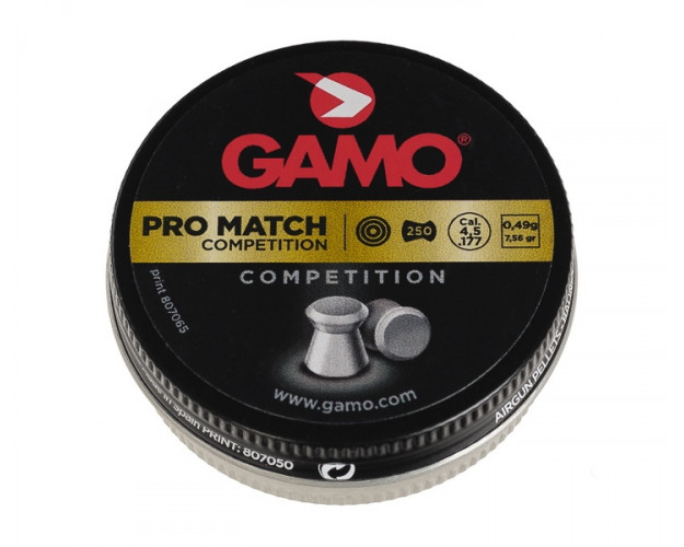 Пули Gamo Pro Match 4,5 мм, 0,49 грамм, 250 штук